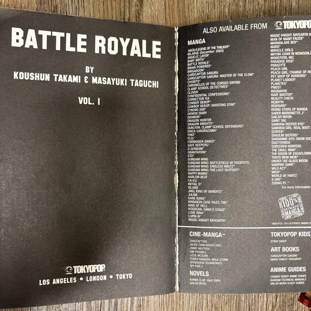 Battle Royale Manga Volumes 1-2 & 4 Tokyopop‎ English Manga